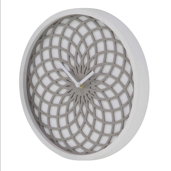 Wall Clock - Lattice inspired design 12 in white - Picture 2 of 6